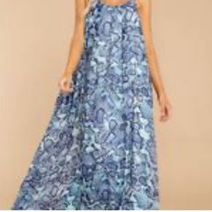 Blue Snake Print Dress